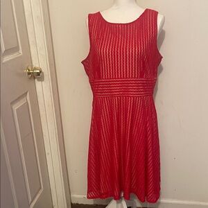 Danny & Nicole Red Textured Midi Dress